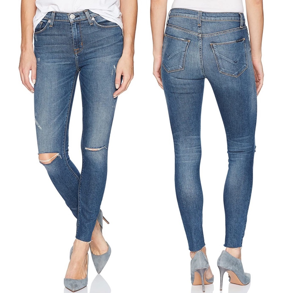 NEW Hudson Barbara High Rise Skinny Raw Hem Jeans